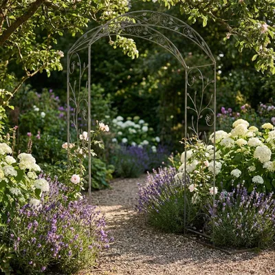 Immagine prodotto di Milani Home - arco da giardino in acciaio bianco ossidato, supporto per rampicanti, stile provenzale, per veranda e ingressi