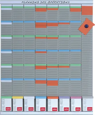 Produktbild von Nobo T-Karten-Planung - Wochenplaner, 8 Spalten, 54 Fächer, Weiß, 772 mm, 960 mm, 4,62 kg, 351 mm, 1062 mm