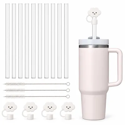 10 Trinkhalme für Stanley Cup, wiederverwendbar, BPA-frei, 30 cm