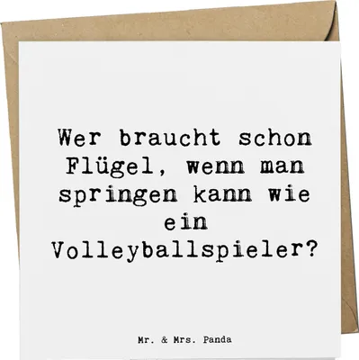 Produktbild von Mr. & Mrs. Panda Klappkarte Spruch Volleyball Sprung - Weiß - Geschenk, Glückwunschkarte, Teamarbeit, Sportler, Teamsport, anlasskarte, faltkarte, Sportart, doppelkarte