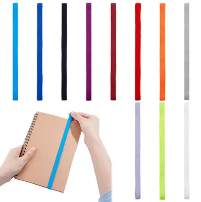 Produktbild von Elastische Planerbänder in 12 Farben, Buchumschlag mit Lesezeichen, Notizbuchumschlag mit Stiftschlaufe für Schule, Büro, Reisen, Tagebücher und Planerzubehör.