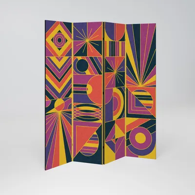 Produktbild von SpaceRebels Paravent Raumteiler - 4-teilig Raumtrenner, Druck 2-Seite - Raumtrenner - Trennwand Wohnung - Room Divider - Spanische Wand Deko Modern Sichtschutz
