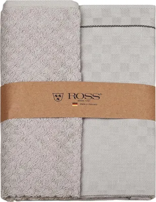 Produktbild von Ross 2er Pack Zwirn Halbleinen Geschirrtücher 908 1x Geschirrtuch 50x70 cm + 1x Küchenfrottiertuch 50x50 cm chrom