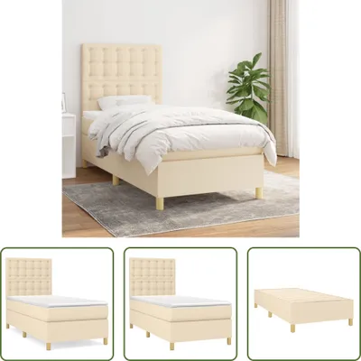 Produktbild von The Living Store Boxspringbett mit Matratze Creme 80x200 cm Stoff