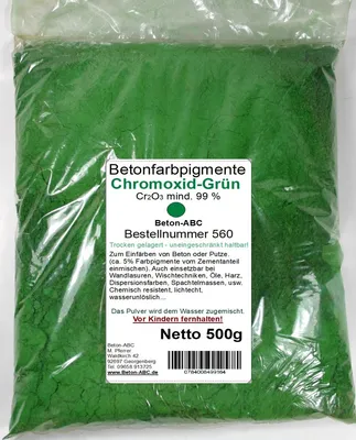 Produktbild von Chromoxid Grün Pigment 0,5kg Pulver (Cr2O3 min 99%) für Betonmasse, Putze, Harz...