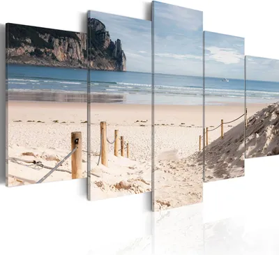 Produktbild von Modernes Wandbild c-B-0032-b-m (100x50) - 5 Teilig Bilder Fotografie auf Vlies Leinwand Foto Bild Dekoration Wand Bilder Kunstdruck MEER STRAND LANDSCHAFT NATUR
