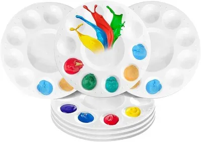 Produktbild von Kunstmalerei-Mengpalet aus Kunststoff für Wasserfarbe und Acrylfarbe mit 11 Malereiflächen für Kunst und Hobbys