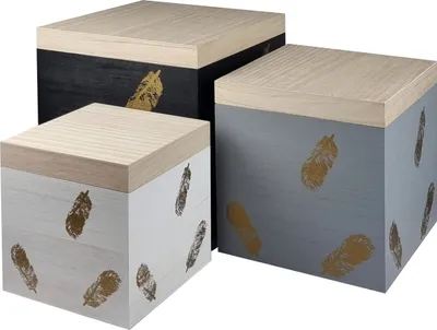 Produktbild von Holzkisten 3er Set Allzweckkiste mit Deckel Spielzeugkiste Aufbewahrung Holzbox