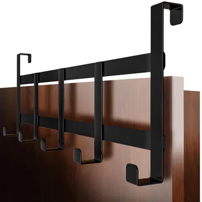 Deurkapstok mit 4 Haken, schwarz, 31,7 cm, für Türen