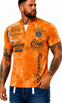 Produktbild von Herren T-Shirt | Sommershirt | Batik Optik | 2879 Orange 3XL