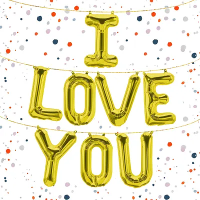 Obrázek produktu pro Fóliový balón s nápisem „I love you“, zlatý, cca 80 cm, pro naplnění vzduchem