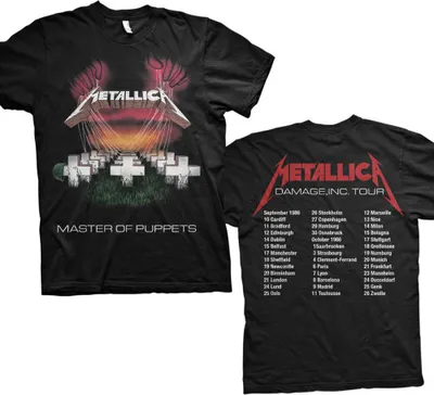 Immagine prodotto di Metallica Master of Puppets European Tour '86. Maglietta nera XL