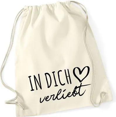 Produktbild von Huuraa Turnbeutel In dich verliebt 12 Liter Natural Baumwolle Rucksack Geschenkidee