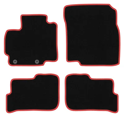 Produktbild von Fußmatten Velours Schwarz/Rot für Mitsubishi Space Star II 2013- Set 4-tlg