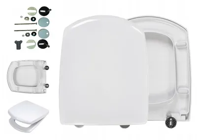 Obrázok produktu pre WC sedadlo kompatibilné s Cersanit Carina s mechanizmom soft-close, vyrobené z antibakteriálneho duroplastu, s funkciou rýchleho uvoľnenia