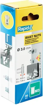 Obrázok produktu pre Rapid 5000670, Nitovacia matica, Oceľ, Chróm, M3, Chróm, RP110