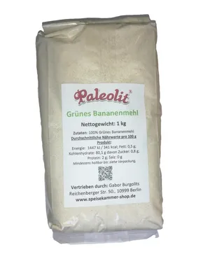 Produktbild von Paleolit Kochbananenmehl Grünes Bananenmehl Plantain 1kg / glutenfrei