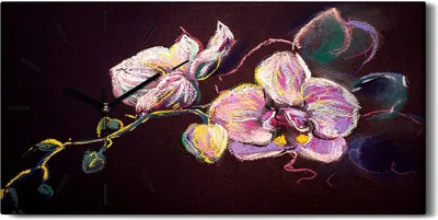 Produktbild von Leinwand Wanduhr Wandkunst Uhr 60x30 Gemälde Abstrakte Blumen Blätter Kunst - schwarze Hände