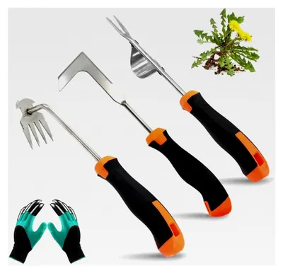 Produktbild von Unkrautentferner aus Edelstahl, Hand-Unkrautstecher für Gartenarbeiten, Fugenkratzer mit Stiel