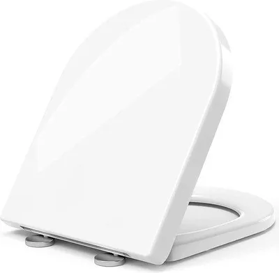 Image de Siège de toilettes en forme de D avec charnières et traitement antibactérien