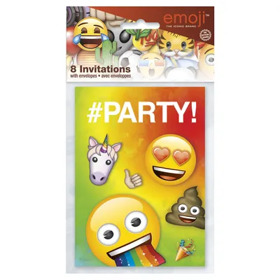 Produktbild von Einladung Emoji Regenbogen 8Stk.