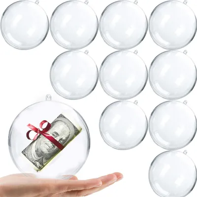 Produktbild von 10pk Clear Plastic Christmas Ornaments for Crafts Fillable DIY Christmas Ornaments Balls 4 Inch Acrylic Ornaments for Christmas Tree Decorations Hanging Christmas Decorations Home Decor Supplies