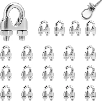 Produktbild von 20 Stück Drahtseilklemme 3mm 304 Edelstahl M3 Bügelklemmen Drahtseilklemme für Stahlseile und Kabel Robust und Langlebig Ø 3 mm