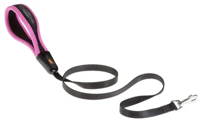 Image de Laisse pour chien Ergocomf 1,5 x 120 cm nylon/PU noir/rose