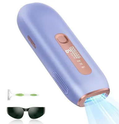 Produktbild von Elektrischer IPL Haarentferner - Laser Epilierer - 999900 Lichtimpulse - Schmerzfreie dauerhafte Haarentfernung - Gesicht, Beine, Bikinizone - Lila