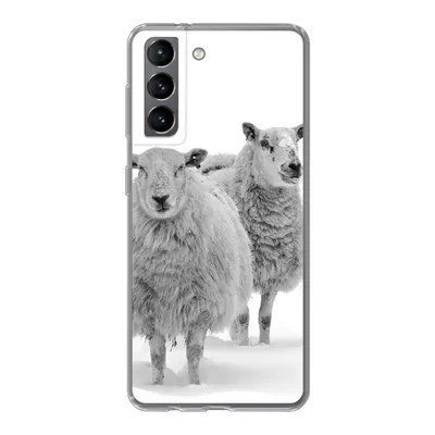Produktbild von MuchoWow® Handyhülle Schutzhülle Hülle für Samsung Galaxy S21 Schafe - Schnee - Weiß Silikon Softcase Handy Hülle - Softcase