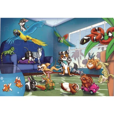 Productafbeelding van Puzzel "Dierenfeest" voor kinderen, karton, 48 stukjes
