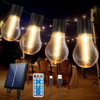 Image de Guirlande lumineuse solaire à LED, 20 LED, 9 m, IP65, résistante aux intempéries, pour la décoration de terrasses, jardins et balcons