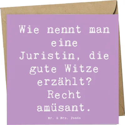 Produktbild von Mr. & Mrs. Panda Grußkarte Spruch Juristin Humor - Lavendeltraum - Geschenk, Geschenke für Berufstätige, faltkarte, Rechtsanwalt, Klappkarte, Mandanten, Berufe, Beruf