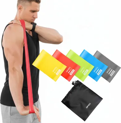 Produktbild von Gymtek® Theraband Set - 5 Stück, 2.5-12,5 kg - Fitnessbänder, Resistance Bands, Widerstandsbänder, Gymnastikband - Yoga, Pilates, Krafttraining, Fitness