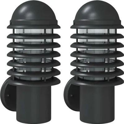 Image de Appliques murales d'extérieur 2 pcs noir acier inoxydable