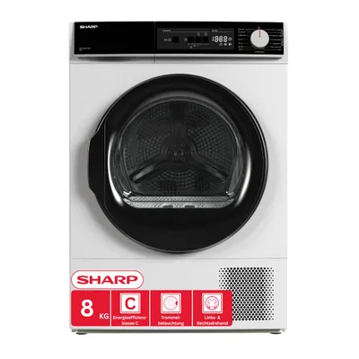 Produktbild von Sharp KD-NHA8G6TWC-DE Wärmepumpentrockner 8 kg Energieklasse C Inverter Knitterschutz Expressprogramm Startzeitvorwahl Weiß