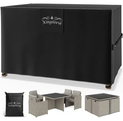 Image de Kingsleeve® Housse de protection pour salon de jardin en Tissu Oxford, Taille 125x125x74cm – Imperméable, Résistante à l'hiver, Bâche pour meubles de jardin