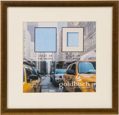 Produktbild von Goldbuch Kunststoffrahmen „Puro“, 15 x 15 cm, bronzefarben, mit Passepartout 10 x 10 cm