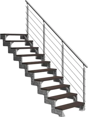 Produktbild von Dolle Außentreppe Gardentop 180-220cm Geschosshöhe mit Trimax dunkelbraun 80cm breit mit Prova-Geländer