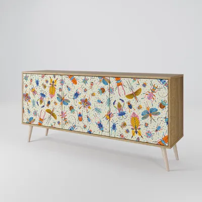 Produktbild von Spacerebels Kommode mit 3 Türen - Sideboard Komodenschrank - Highboard - Kleiderschrank Möbel - Wohnzimmer Schlafzimmer - 57,5×111×42 (HxBxT)