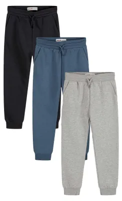 Image de Minoti - Pantalons de jogging pour garçons (lot de 3) MN487 (98) (bleu/gris/noir)