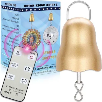 Produktbild von Winddrehmotor mit Fernbedienung - 3-Gang-Schnellregler - Gold - Kleine Baby-Box-Motor - Drehende Dekoration - Windspiel mit Abwärtsfunktion