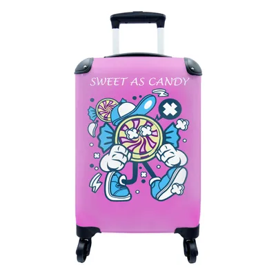 Produktbild von MuchoWow® Koffer Handgepäck Trolley Rollkoffer Kleine Reisekoffer mit 4 Rollen - Vintage - Süßigkeiten - Schuhe - Cabin Size < 55x40x23 cm & 55x40x20 cm - Fotokoffer - Kabinenkoffer - Boardgepäck - Reise-Box - Reisekoffer - Reisegepäck - Koffer mit Bild - Trolley für Kinder