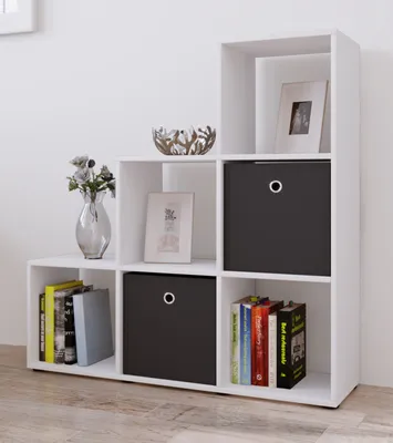 Produktbild von VCM Holzregal stehend | platzsparendes Regal | Maße: H. 105 x B. 108 x T. 29 cm | Elegantes Regal stehend | Aufbewahrungsregal | Bücherregal  | Raumteiler- Nitas