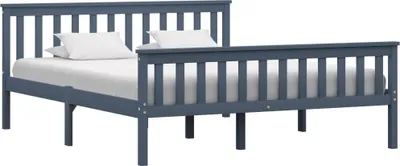 Image de vidaXL Lit en bois massif pin gris 160x200 cm