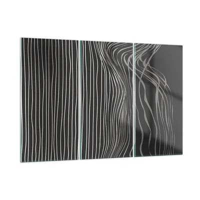 Produktbild von Bilder auf glas - 3 Teile - Abstraktion Streifen Schwarz und Weiß - 105x70cm - Glasbilder - Wandbilder - Bilder - Wanddekoration aus Glas - Glas Bilder - Wandbild auf Glas - GCE105x70-4152