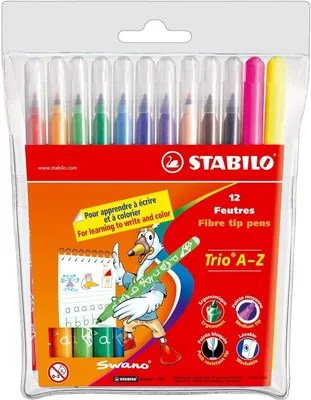Produktbild von Fasermaler mit Dreikant-Griffzone Trio A-Z 0,7 mm Etui mit 12 Farben Packung mit 12 Stück