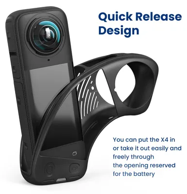 Immagine prodotto di Custodia protettiva panoramica in silicone aMagisn + copriobiettivo con cinturino da polso, resistente agli urti, accessorio compatibile con Insta360 X4