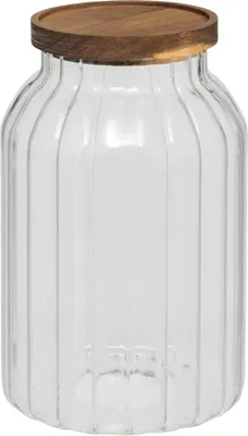 Zdjęcie produktu dla Szklany słoik z drewnianą pokrywką HARMONY, 3 l