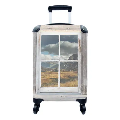 Produktbild von MuchoWow® Koffer Handgepäck Trolley Rollkoffer Kleine Reisekoffer mit 4 Rollen - Aussicht - Berg - Holz - Cabin Size < 55x40x23 cm & 55x40x20 cm - Fotokoffer - Kabinenkoffer - Boardgepäck - Reise-Box - Reisekoffer - Reisegepäck - Koffer mit Bild - Trolley für Kinder